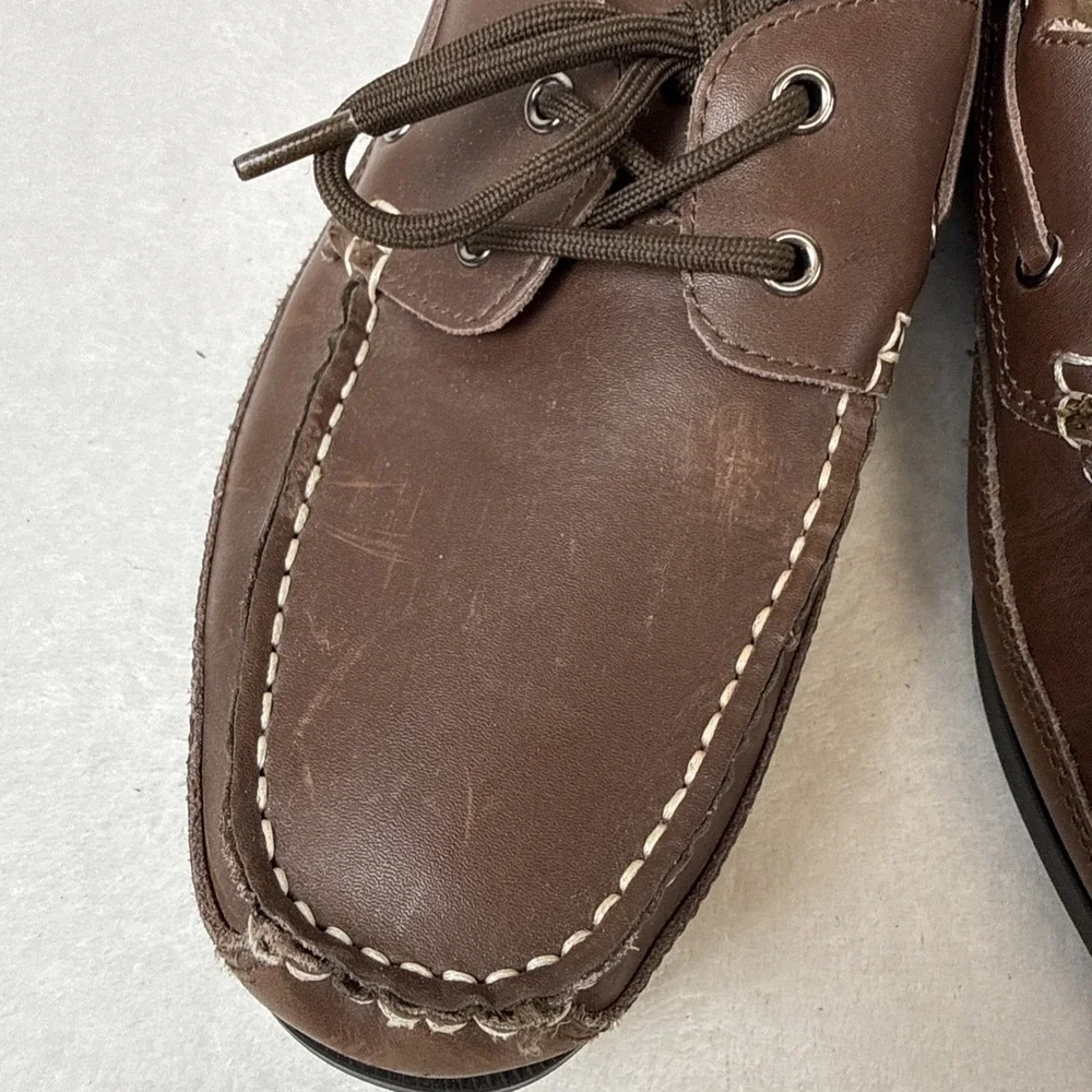 Dock Masters Hampton Men's SZ 10.5 W Leather Boat Shoes Deck Loafers Hand Sewn